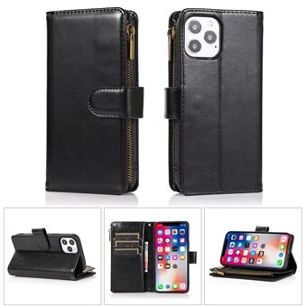 Crazy Horse Leather Coated TPU Wallet Phone Stand Case med 9 kortspor Kickstand Shell for iPhone 12 Pro Max