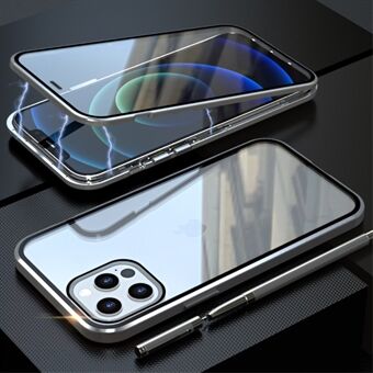 LUPHIE Tosidig magnetisk metallramme i herdet glass mobiltelefondeksel for iPhone 12 Pro Max-deksel