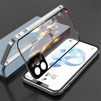 Magnetisk metallramme + dobbeltsidig herdet glass med full deksel Kamerabeskyttelsesveske Shell for iPhone 12 Pro Max