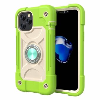 PC + silikon telefonveske Flerfarget 3-i-1 innebygd magnetisk metallplate telefonbeskytter for iPhone 12 Pro Max 6,7 tommer
