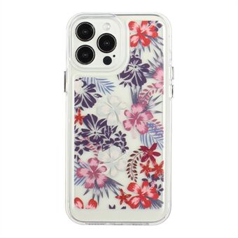 Flower Series for iPhone 12 Pro Max 6.7 inch 2mm Thickened Acrylic+TPU Electroplated Metal Buttons Cover Stylish Flower Pattern Printed Cell Phone Case