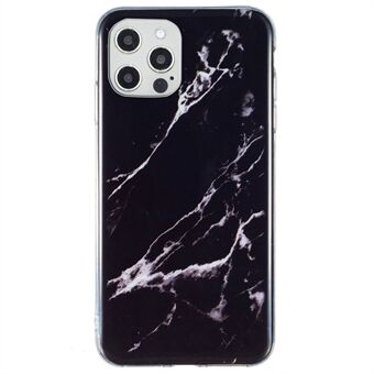 For iPhone 12 Pro Max 6,7 tommer mykt TPU-deksel Stilig marmormønster IMD-beskyttende telefonbakdeksel