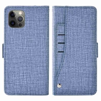 For iPhone 12 Pro Max 6,7 tommer Jean Cloth Texture PU Leather Flip Wallet Case Stand Full Protection Telefondeksel med roterende kortspor