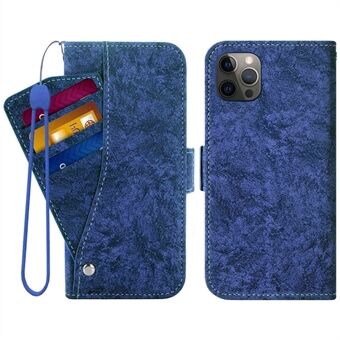 For iPhone 12 Pro Max 6,7 tommers PU-skinn lommebokveske Stand Maling Tekstur Roterende kortspor Støtsikkert telefondeksel