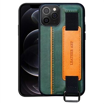 Kortholder Kickstand telefonveske for iPhone 12 Pro Max 6,7 tommer, PU-skinnbelagt TPU-deksel med håndstropp i kontrastfarge