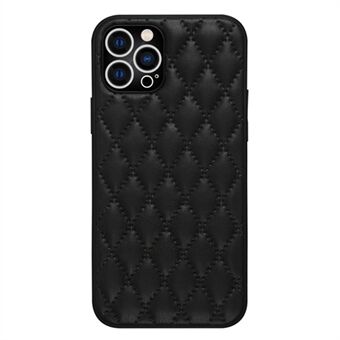 Bakdeksel for iPhone 12 Pro Max 6,7 tommer, Rhombus Texture PU Leather+TPU Drop-proof Phone Cover Shell - Svart
