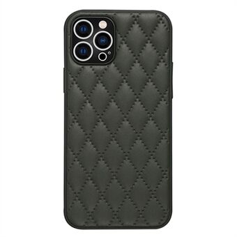 Bakdeksel for iPhone 12 Pro Max 6,7 tommer, Rhombus Texture PU Leather+TPU Drop-proof Phone Cover Shell