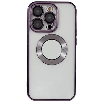 For iPhone 12 Pro Max 6,7 tommers all-round linsebeskyttelse Klart etui CD-tekstur Ring Hulldesign Elektropletteringskanter Mykt TPU-telefondeksel