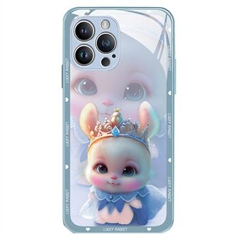 For iPhone 12 Pro Max 6,7 tommer Anti-fading Princess Rabbit Pattern Printing Telefonveske Herdet glass+TPU telefondeksel