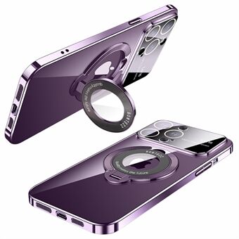 Kompatibel med MagSafe PC-deksel for iPhone 12 Pro Max 6,7 tommers stativ galvaniseringstelefondeksel med glasslinsebeskyttelse