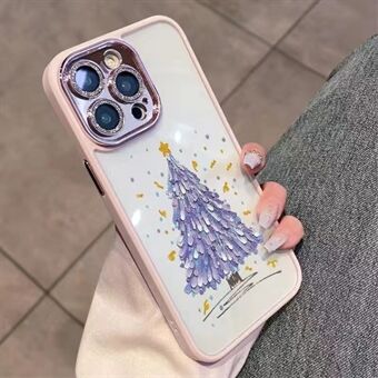 For iPhone 12 Pro Max juletremønster bakdeksel Glitter Ring TPU telefondeksel med linsefilm