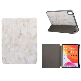 Marble Texture Tri-fold Stand PU Leather + TPU Case with Pen Slot for iPad Air (2020)