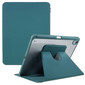 For iPad Air (2020) / (2022) Støtsikkert nettbrettetui med roterende stativ PU-skinn + TPU + akrylbeskyttelsesdeksel - midnattsgrønn