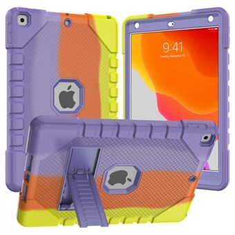For iPad 10.2 (2021) / (2020) / (2019) Rainbow Design nettbrettdeksel Anti-fallbeskyttelse PC + silikonhybriddeksel med stativ
