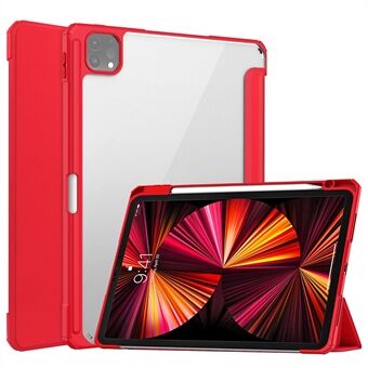 Gjennomsiktig TPU + PU Leather Tablet Bakdeksel Veske Shell Stand med penneholder for iPad Pro 11-tommers (2021)