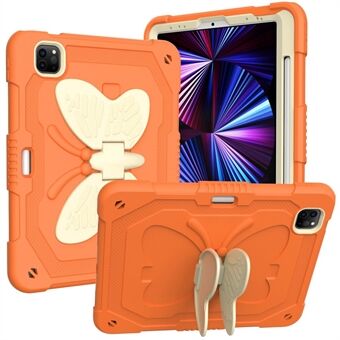 For iPad Pro 11-tommers (2021) / (2020) / (2018) / iPad Air (2022) / (2020) Butterfly Shape Kickstand Beskyttelsesveske Silikon + PC Tablet Anti-drop deksel med skulderstropp