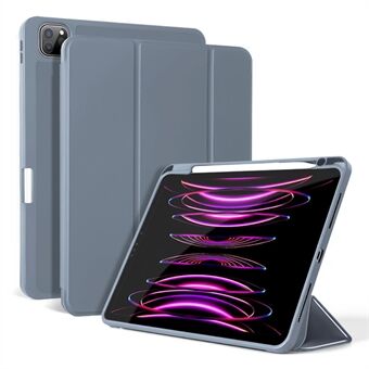 For iPad Pro 11 (2020) / (2021) / (2022) Støtsikker etui PU-skinn + TPU nettbrettetui Tri-fold Stand med pennespor
