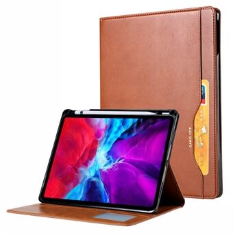 Sammenleggbart Stand i PU-skinn Lommebok nettbrett bakdeksel med penneholder og kortholder for iPad Pro 12,9-tommers (2021)