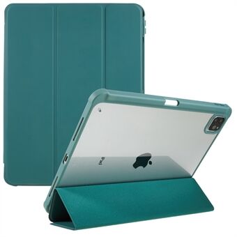For iPad Pro 12,9-tommers (2018) / (2020) / (2021) / (2022) Anti-Drop Tri-fold Stand PU-skinn + TPU + Akryl Tablet Slim Case Støtsikkert deksel
