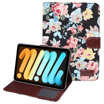 PU-skinn-blomstermønster tøylommebok PU-skinn nettbrettdeksel for iPad mini (2021)