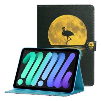 Magnetisk lås stilig mønsterutskrift Støtsikker kortholder design lær Stand for iPad mini (2021)
