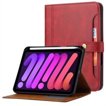 Multiple Card Slots Design Auto Wake / Sleep PU Leather Tablet Case med Stand og lommebok for iPad mini (2021)
