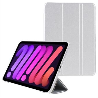 Silk Texture Anti-Fall Støtsikker Trifold- Stand PU-skinn + PC-nettbrettdeksel for Apple iPad mini (2021)