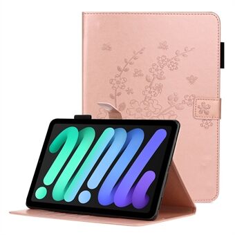 Plum Blossom Imprinting Stand Lommebok PU-skinn nettbrettdeksel for iPad mini (2021)