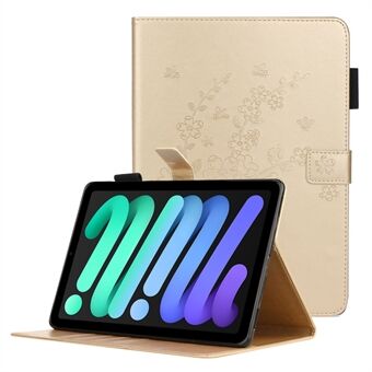 Plum Blossom Imprinting Stand Lommebok PU-skinn nettbrettdeksel for iPad mini (2021)