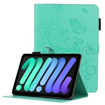 Imprinting Butterfly Flower Pattern PU Leather Tablet Stand Cover Lommebokveske for iPad mini (2021)