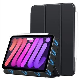 For iPad mini (2021) Trifold Stand nettbrettetui i skinn Magnetisk absorpsjon Autovekke/søvnbeskyttelsesdeksel