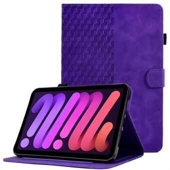 Ensfarget støtsikker veske for iPad mini (2021) Autovekke/søvn-anti-fall-dekselmønster med påtrykt søm-nettbrett-skinnveske med kortspor/ Stand