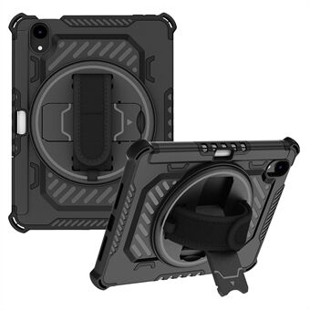 For iPad mini (2021) Type-A PC + TPU nettbrettetui Roterende Kickstand Håndstropp nettbrettdeksel