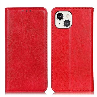 Crazy Horse Texture Autoabsorbert lommebok i Stand til iPhone 13 - Red