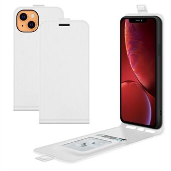 Crazy Horse Texture Vertical Flip Phone Cover Card Slot Lærveske for iPhone 13 - White
