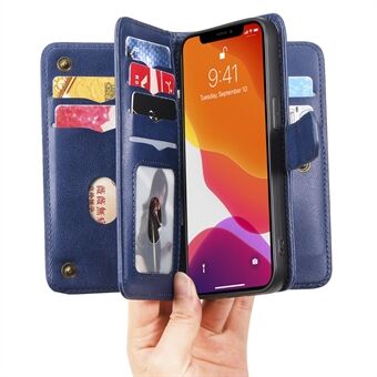 Anti-ripe telefondeksel Stand Shell med flere kortspor lommebok for iPhone 13 - Mørkeblå