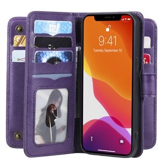 Anti- Scratch telefondeksel Stand Shell med flere kortspor lommebok for iPhone 13 - Purple
