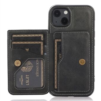 Stilige kortholdere Hybrid-telefonskall i PU-skinn [innebygd magnetisk metallplate] for iPhone 13 6,1 tommer