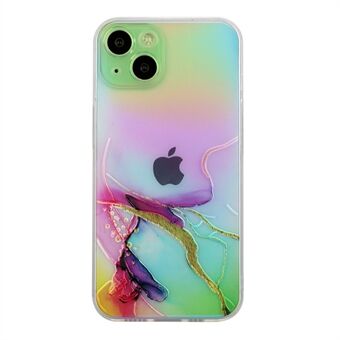 Aurora Shiny Colorful Laser Helt pakket fritt vridd marmormønster fleksibelt TPU-deksel for iPhone 13 6,1 tommer