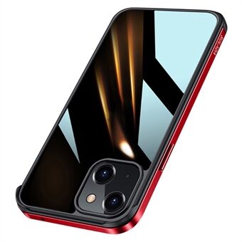 SULADA Minrui-serien galvanisering metallstøtfanger Høy gjennomsiktig PC Hybrid-deksel for iPhone 13 - Red
