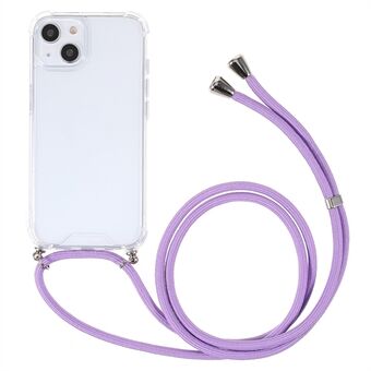 Gjennomsiktig akryl + TPU Hybrid telefondeksel med tekstilnøkkel for iPhone 13 6,1 tommer