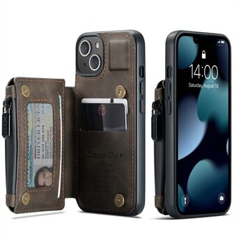 CASEME C20-serien Støtsikker tyverisikringslomme lommebokdesign PU-skinn og TPU-bakdeksel Telefondeksel for iPhone 13 - Coffee