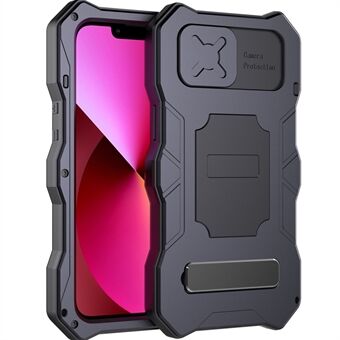 Full beskyttelse IP54 vanntett skyvekameradeksel Hybrid telefondeksel med herdet glassfilm for iPhone 13 6,1 tommer