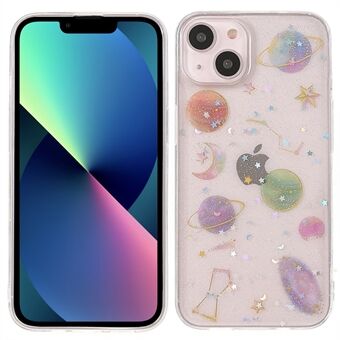 Stilig Star Planet Printing Stickers Design Anti-drop Epoxy TPU Deksel Shell for iPhone 13 6,1 tommer