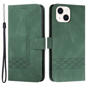 YX0010 Imprinting Rhombus Lines Folio Flip PU Leather Wallet Stand Phone Cover Protector for iPhone 13 6.1 tommers