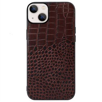 For iPhone 13 6.1 inch Crocodile Texture Genuine Leather Phone Case Coated PC + TPU Bottom Case