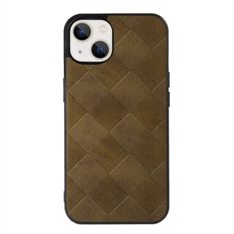 For iPhone 13 6.1 inch Anti-Scratch Grid Texture PU Leather Coated Hybrid Phone Case Accessory