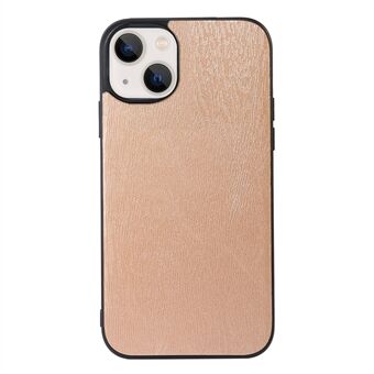For iPhone 13 6.1 inch Well-protected Phone Case PU Leather Wood Texture Inner PC + TPU Cell Phone Cover