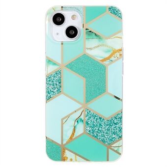 Shockproof Phone Case for iPhone 13 6.1 inch Splicing Geometric Marble Pattern TPU Phone Cover IMD Slim Case