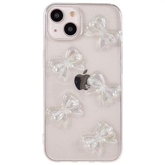 For iPhone 13 6.1 inch Anti-drop Epoxy TPU Phone Case, Artificial Pearls Decoration Transparent Phone Back Shell